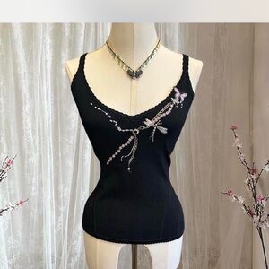 Karen Millen Black Camisole with Embellished Design